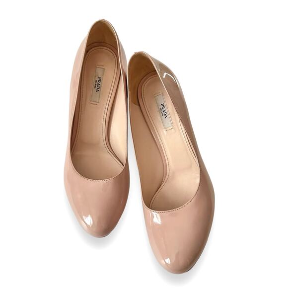 Prada Nude Patent Leather Platform Heels Size 7.5 or Euro 38 - Picture 4 of 10